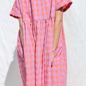 OVERSIZED SEERSUCKER CHECKS DRESS SILVINA (S-XL)